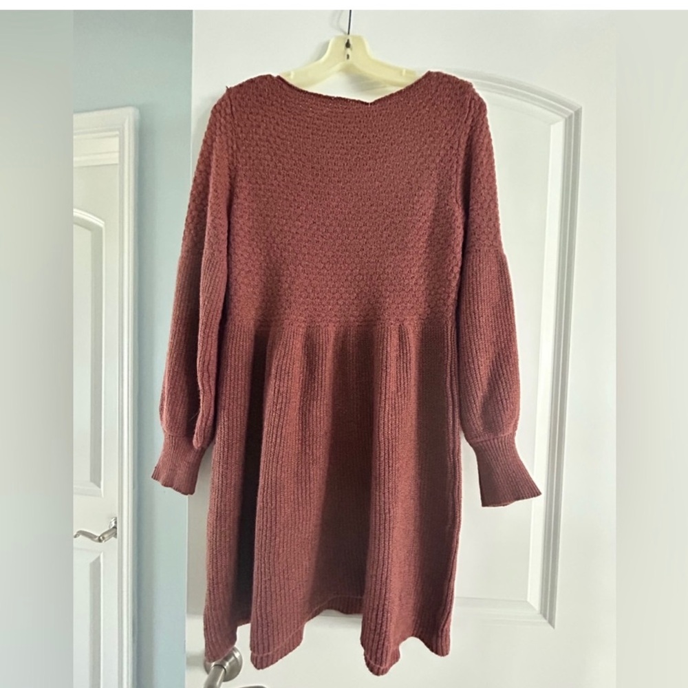 Solid Lantern Sleeve Sweater Dress - Picture 7 of 7